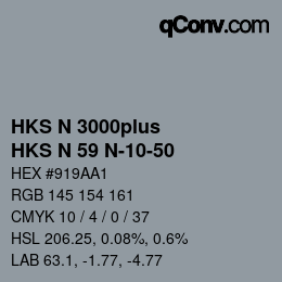 Color code: HKS N 3000plus - HKS N 59 N-10-50 | qconv.com