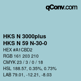 Color code: HKS N 3000plus - HKS N 59 N-30-0 | qconv.com