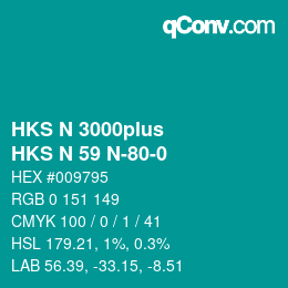 Color code: HKS N 3000plus - HKS N 59 N-80-0 | qconv.com