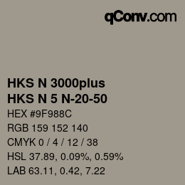 Color code: HKS N 3000plus - HKS N 5 N-20-50 | qconv.com