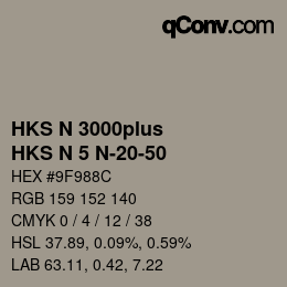 Code couleur: HKS N 3000plus - HKS N 5 N-20-50 | qconv.com