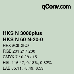 Farbcode: HKS N 3000plus - HKS N 60 N-20-0 | qconv.com