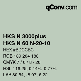 Código de color: HKS N 3000plus - HKS N 60 N-20-10 | qconv.com