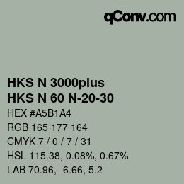 Color code: HKS N 3000plus - HKS N 60 N-20-30 | qconv.com