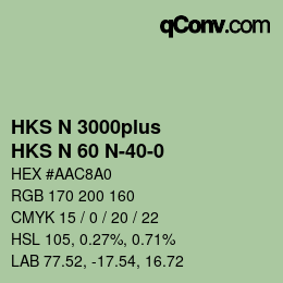 Código de color: HKS N 3000plus - HKS N 60 N-40-0 | qconv.com