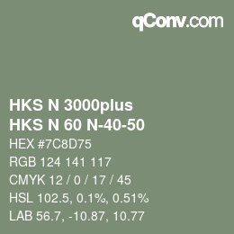 Color code: HKS N 3000plus - HKS N 60 N-40-50 | qconv.com