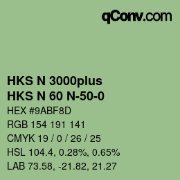 Color code: HKS N 3000plus - HKS N 60 N-50-0 | qconv.com