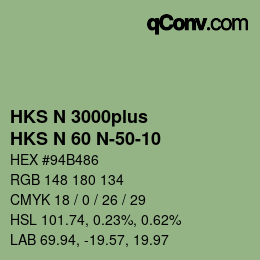 Código de color: HKS N 3000plus - HKS N 60 N-50-10 | qconv.com