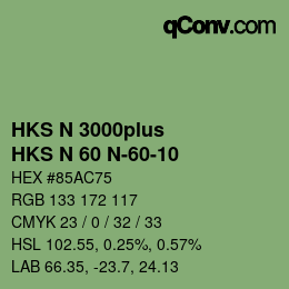 Color code: HKS N 3000plus - HKS N 60 N-60-10 | qconv.com