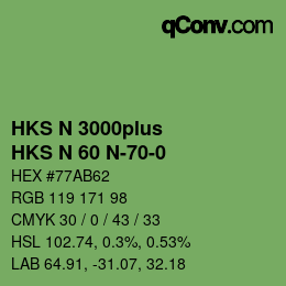 Color code: HKS N 3000plus - HKS N 60 N-70-0 | qconv.com