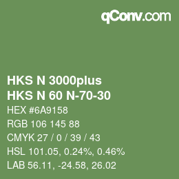 Code couleur: HKS N 3000plus - HKS N 60 N-70-30 | qconv.com