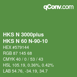 Color code: HKS N 3000plus - HKS N 60 N-90-10 | qconv.com