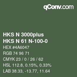 Color code: HKS N 3000plus - HKS N 61 N-100-0 | qconv.com