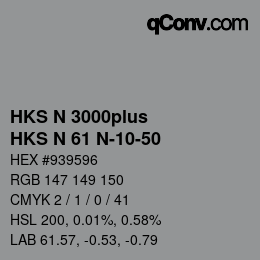 Color code: HKS N 3000plus - HKS N 61 N-10-50 | qconv.com