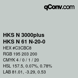 Farbcode: HKS N 3000plus - HKS N 61 N-20-0 | qconv.com