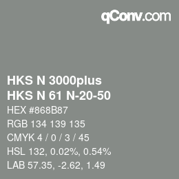 Color code: HKS N 3000plus - HKS N 61 N-20-50 | qconv.com
