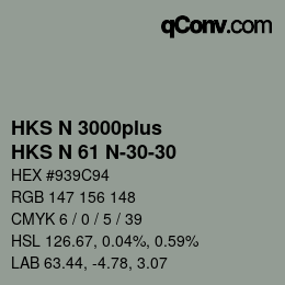 颜色代码: HKS N 3000plus - HKS N 61 N-30-30 | qconv.com