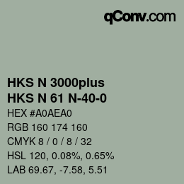 颜色代码: HKS N 3000plus - HKS N 61 N-40-0 | qconv.com