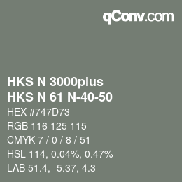 颜色代码: HKS N 3000plus - HKS N 61 N-40-50 | qconv.com