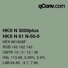 Color code: HKS N 3000plus - HKS N 61 N-50-0 | qconv.com