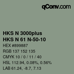 Code couleur: HKS N 3000plus - HKS N 61 N-50-10 | qconv.com