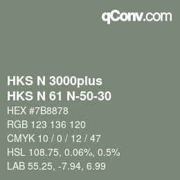 Color code: HKS N 3000plus - HKS N 61 N-50-30 | qconv.com