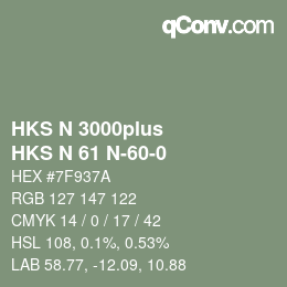 Code couleur: HKS N 3000plus - HKS N 61 N-60-0 | qconv.com