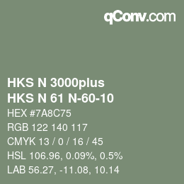 Color code: HKS N 3000plus - HKS N 61 N-60-10 | qconv.com