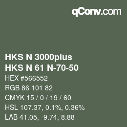 Color code: HKS N 3000plus - HKS N 61 N-70-50 | qconv.com