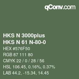 颜色代码: HKS N 3000plus - HKS N 61 N-80-0 | qconv.com