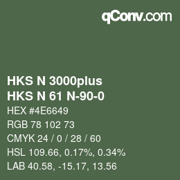 Color code: HKS N 3000plus - HKS N 61 N-90-0 | qconv.com