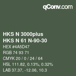 Color code: HKS N 3000plus - HKS N 61 N-90-30 | qconv.com