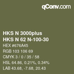 Color code: HKS N 3000plus - HKS N 62 N-100-30 | qconv.com