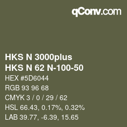 Code couleur: HKS N 3000plus - HKS N 62 N-100-50 | qconv.com