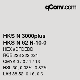 Color code: HKS N 3000plus - HKS N 62 N-10-0 | qconv.com