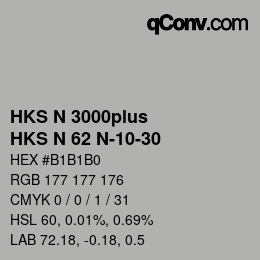 Farbcode: HKS N 3000plus - HKS N 62 N-10-30 | qconv.com