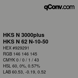 Color code: HKS N 3000plus - HKS N 62 N-10-50 | qconv.com