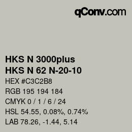 Color code: HKS N 3000plus - HKS N 62 N-20-10 | qconv.com