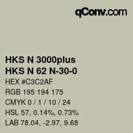 Color code: HKS N 3000plus - HKS N 62 N-30-0 | qconv.com