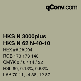 Code couleur: HKS N 3000plus - HKS N 62 N-40-10 | qconv.com