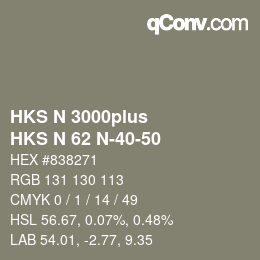 Código de color: HKS N 3000plus - HKS N 62 N-40-50 | qconv.com
