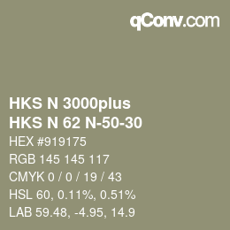 Color code: HKS N 3000plus - HKS N 62 N-50-30 | qconv.com