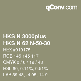 颜色代码: HKS N 3000plus - HKS N 62 N-50-30 | qconv.com