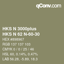 Código de color: HKS N 3000plus - HKS N 62 N-60-30 | qconv.com