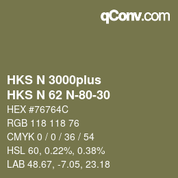 Código de color: HKS N 3000plus - HKS N 62 N-80-30 | qconv.com