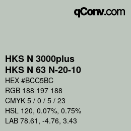Código de color: HKS N 3000plus - HKS N 63 N-20-10 | qconv.com