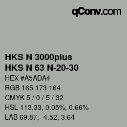 Color code: HKS N 3000plus - HKS N 63 N-20-30 | qconv.com