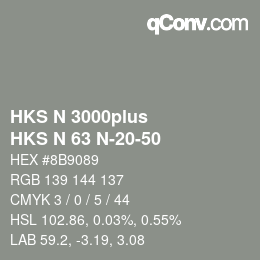 Code couleur: HKS N 3000plus - HKS N 63 N-20-50 | qconv.com