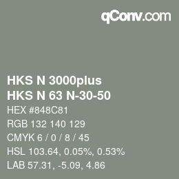 Color code: HKS N 3000plus - HKS N 63 N-30-50 | qconv.com