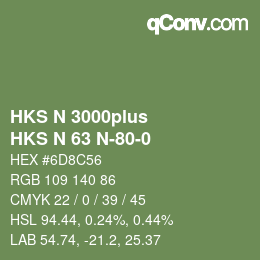 Color code: HKS N 3000plus - HKS N 63 N-80-0 | qconv.com